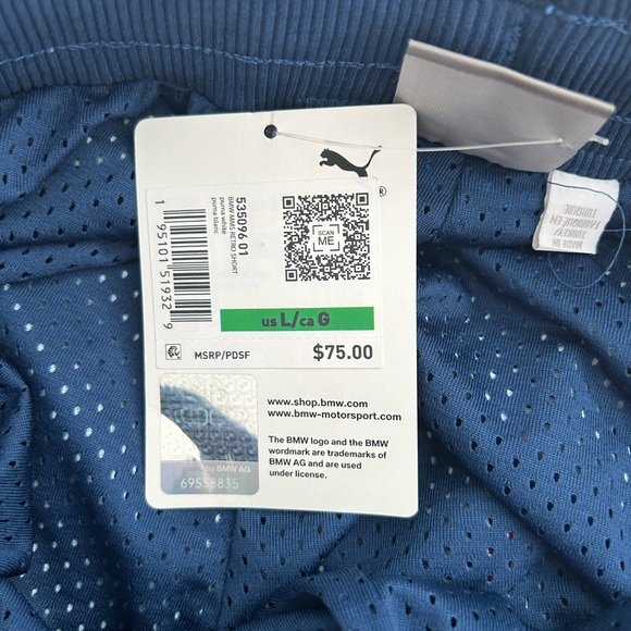 Puma BMW Motorsport Mesh Retro Shorts Blue Mens Large - Picture 10 of 10